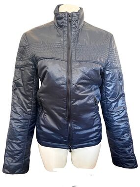 Armani Exchange Men's Dark Navy Quilted Zip-Up Bomber Jacket